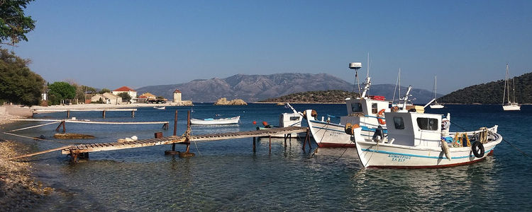 Yachts at Kalamos Island. Ionian Sea. Greece.