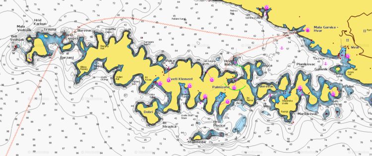 To open Navionics chart of Paklinski islands