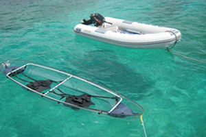 Dinghy and see-thru kayak