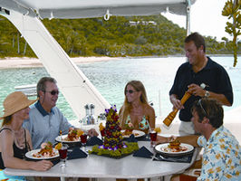 Dining in the spacious cockpit