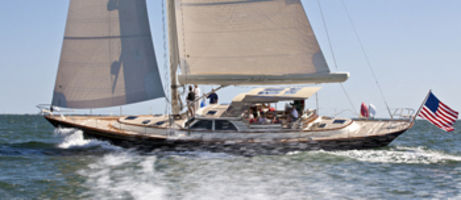 Sailing with bimini top