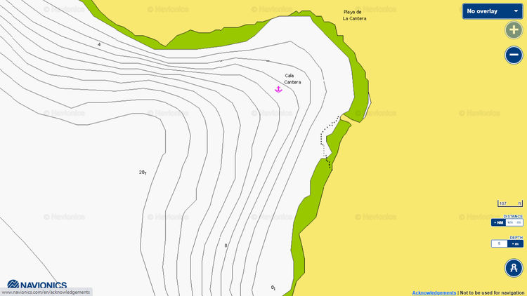 To open Navionics chart of the yacht anchorage in Cantera Bay