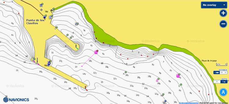 To open Navionics chart of yacht moorings in Valle Grand Rey port