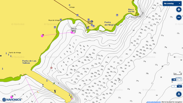 To open Navionics chart of the yacht anchorage in Arinaga Bay