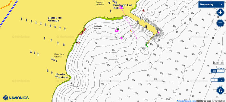 To open Navionics chart of the yacht anchorage in Formas Bay