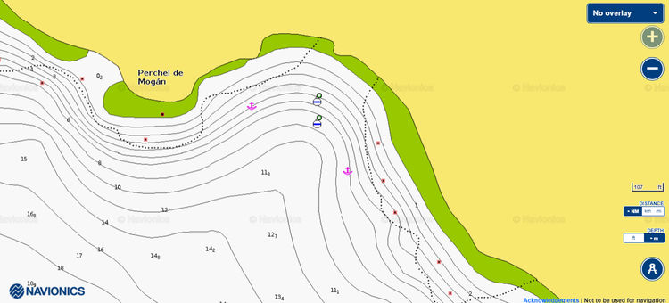 To open Navionics chart of the anchorage at Pershel Beach