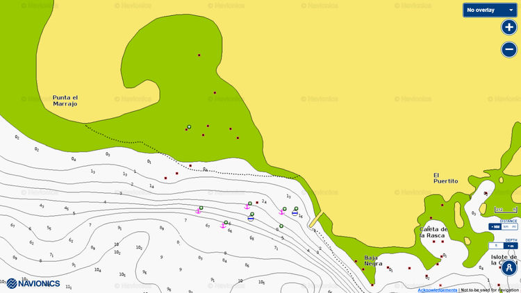 To open Navionics chart of the yacht anchorage off Lobos Island