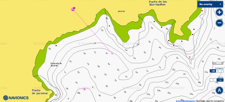 To open Navionics chart of the anchorage in Jacomar Bay