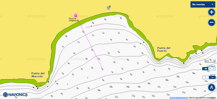 To open the Navionics map of the anchorage at Giniginamar Beach