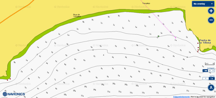 To open the Navionics chart of the yacht anchorage at Tarahalejo Beach