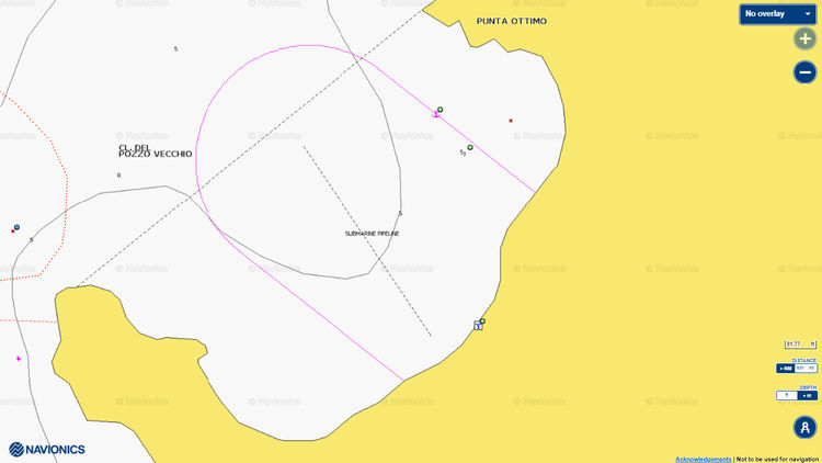 Map of the yacht anchorage in Pozzo Vecchio Bay on the island of Procida