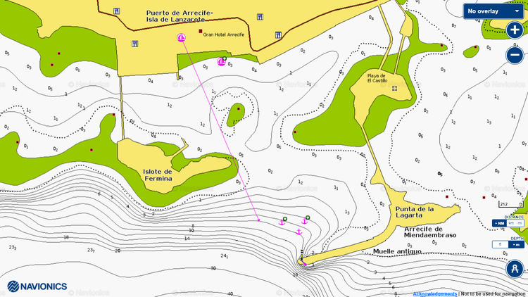 To open Navionics chart of the yacht anchorage in the port of Arrecife
