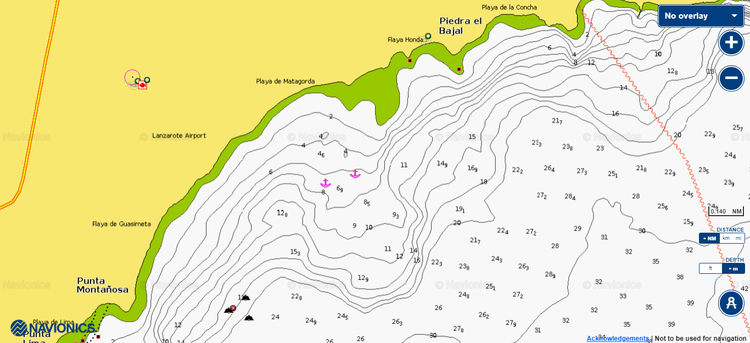 To open Navionics chart of the yacht anchorage at Honda Beach