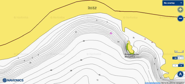 To open Navionics chart of the yacht anchorage at Almorranas Beach