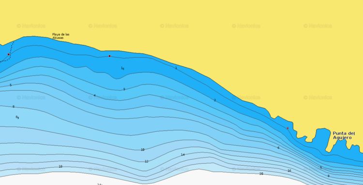 To open Navionics chart of the yacht anchorage at Alcusas Beach