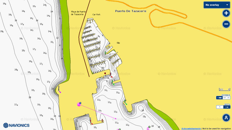 To open Navionics chart of Yacht Marina Tasazorte on Palma Island.