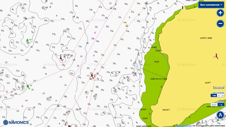 To open Navionics chart of yacht anchorage near the west coast of St. Anne's Island