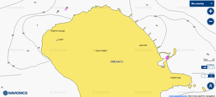 To open Navionics chart of the yacht anchorage at Fregat Island