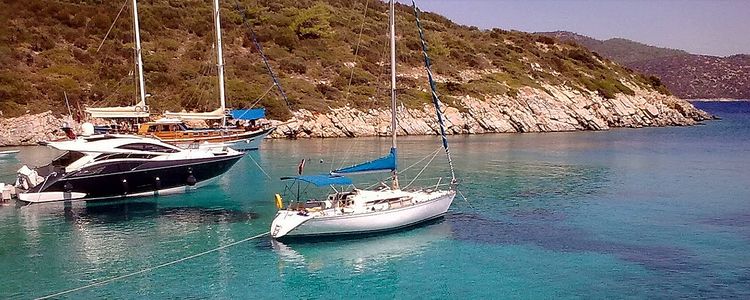 Yacht anchorage in the south bay of Orak Island