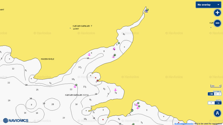 To open Navionics chart of yacht anchorages in Amazon Creek