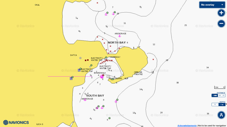 To open Navionics map of yacht moorings in Datca Limani