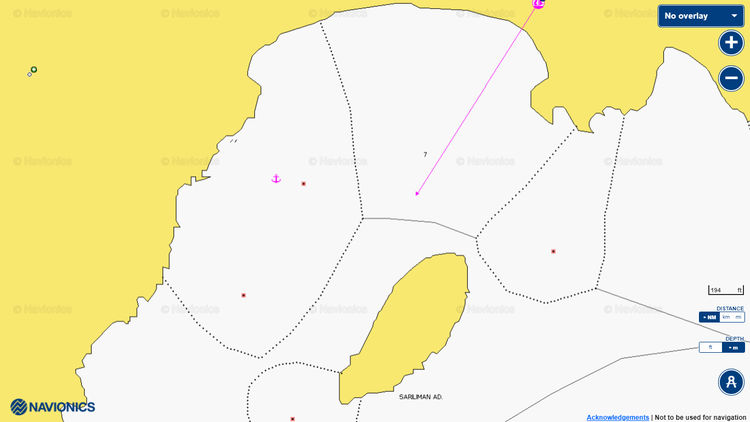 To open Navionics chart of the yacht anchorage near Sariliman Island