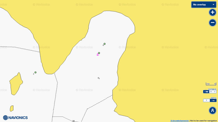 To open Navionics chart of the yacht anchorage on the east of the Kuruca Bay