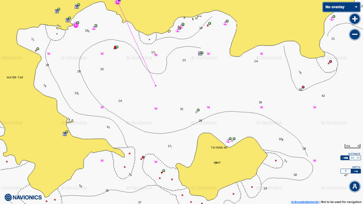 To open Navionics chart of the yacht anchorage at Tavsan Island