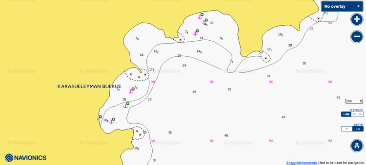 To open Navionics chart of yacht anchorages in Karasuleyman Bay