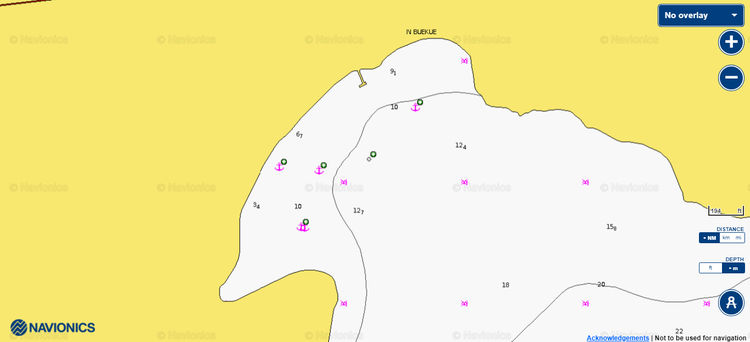 To open Navionics chart of the yacht anchorage in Inbuku Bay