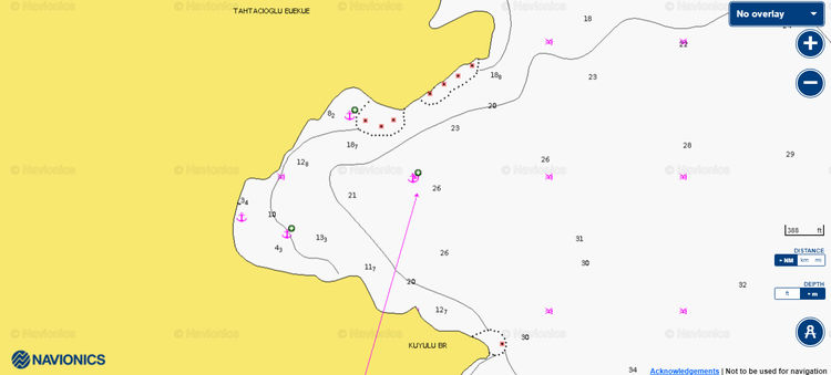 To open Navionics chart of the yacht anchorage in Kuyulu Bay