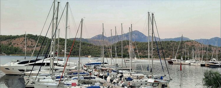 Yacht moorings in Turgut Bay