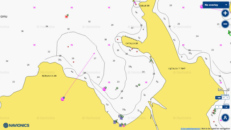 To open Navionics map of yacht moorings in Selimiye Bay