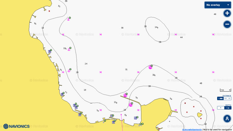 To open the Navionics map of yacht moorings in Selimier Bay