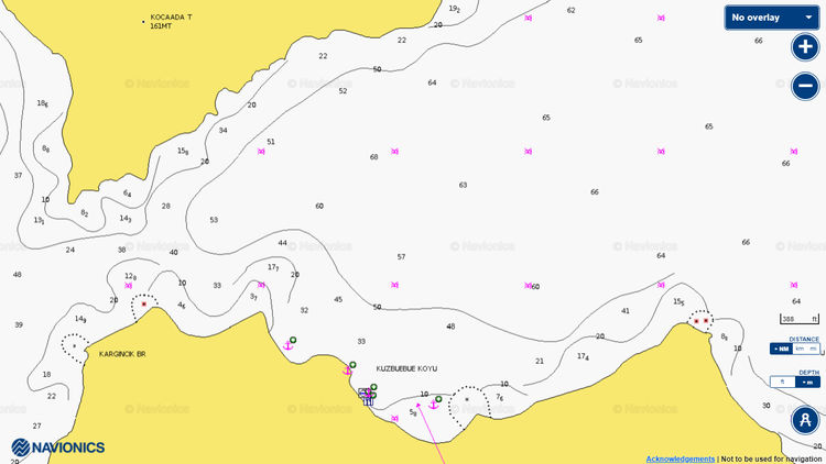 To open the Navionics chart of yacht moorings in Kuzbuku Bay