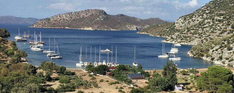 Yacht moorings in Kocabahce Bay