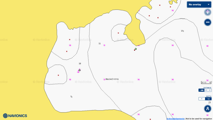 To open Navionics chart of yacht anchorage in Bulgaz Bay