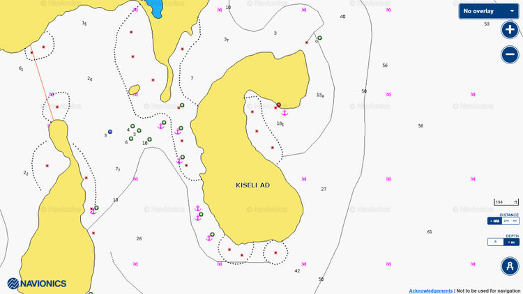 To open Navionics chart of yacht anchorages near Kyseli Island