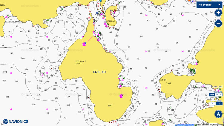 To open Navionics chart of yacht anchorages near Kizil Island