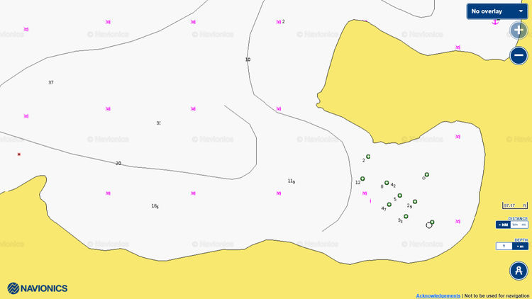 To open Navionics map of anchorages in Saksili Bay