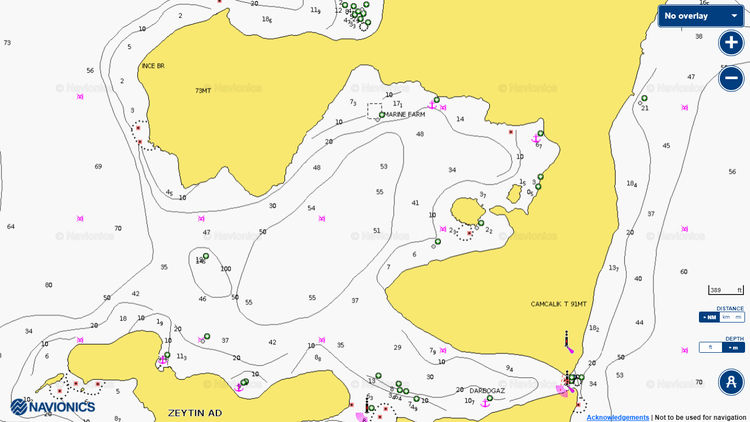 To open Navionics chart of yacht anchorages in Zeytin Bay