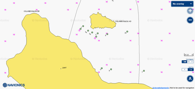 To open Navionics chart of the yacht anchorage near Oglanboguldu Island