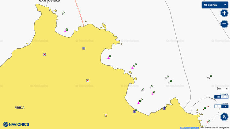 To open Navionics chart of the yacht anchorage at Voutoumi Beach