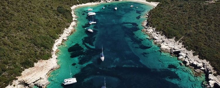 Yacht anchorage in Kalamitsa Bay