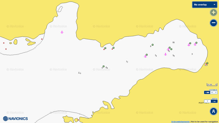 To open Navionics map of the anchorage in Kalamitsa Bay