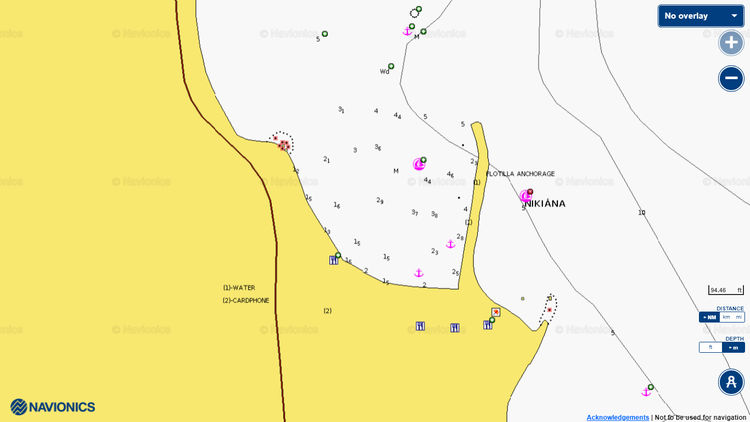 To open Navionics chart of yacht moorings in Nikiana fishport