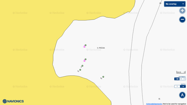 To open Navionics chart of the yacht anchorage in Fraxia Bay