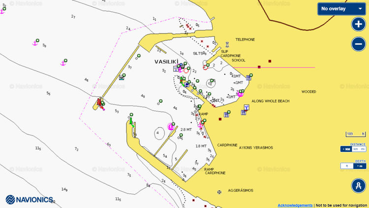 To open Navionics chart of yacht moorings in Vasiliki Marina