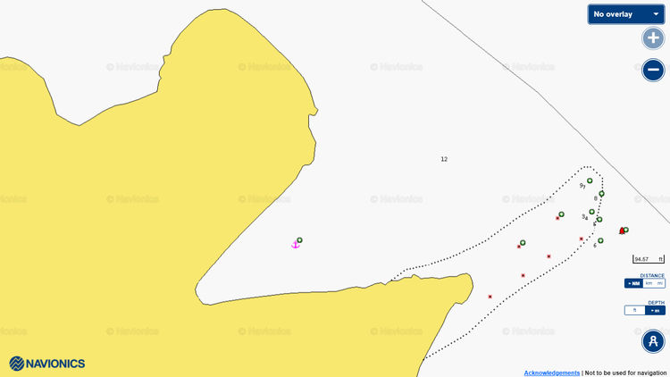 To open Navionics chart of yacht anchorages in Keromoussi Bay