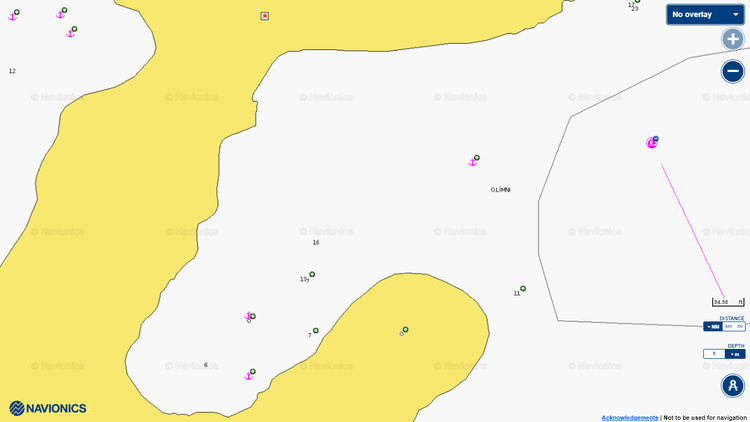 To open Navionics chart of yacht anchorages in Limni Bay